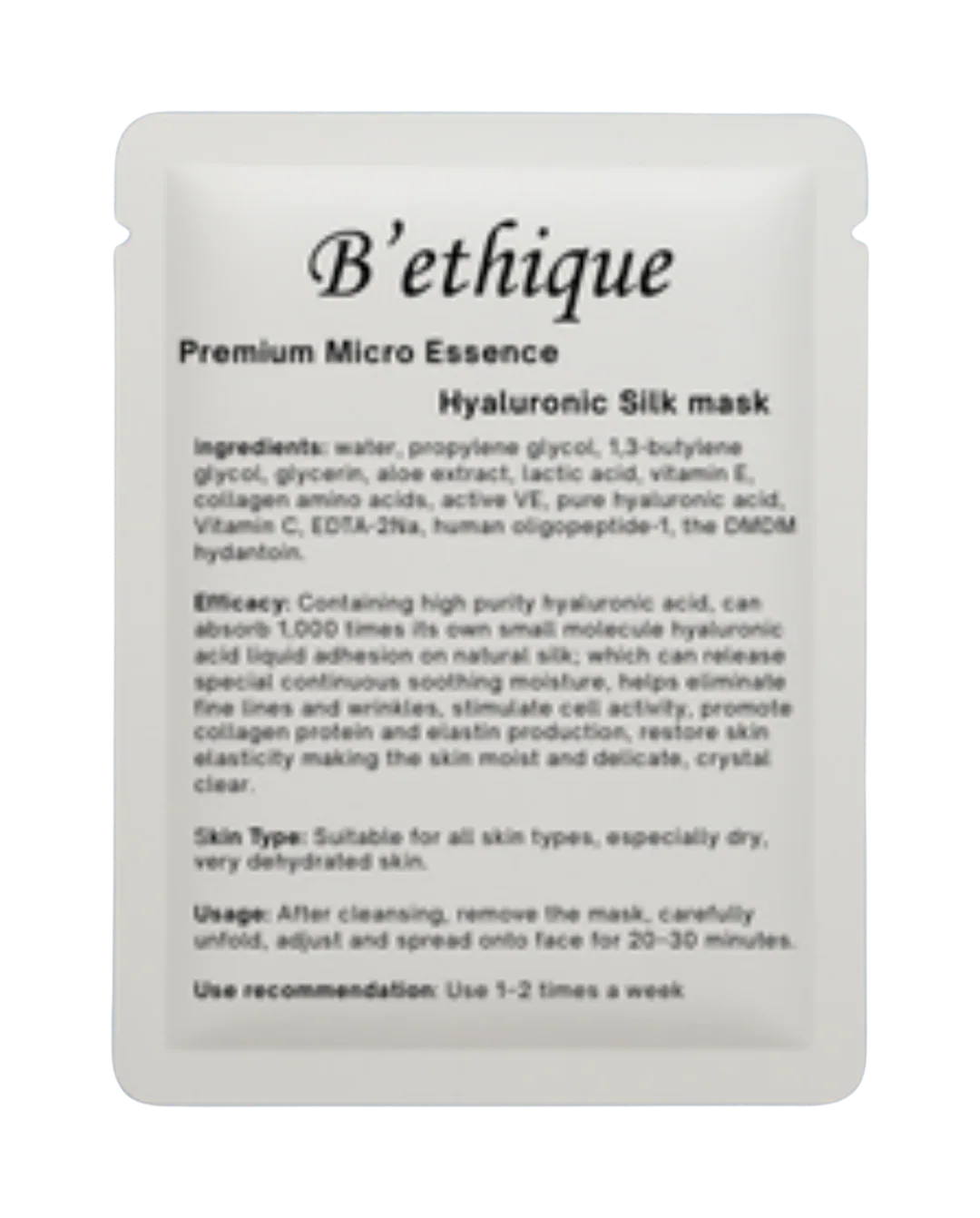 B’ethique PREMIUM MICRO ESSENCE HYALURONIC SILK MASK